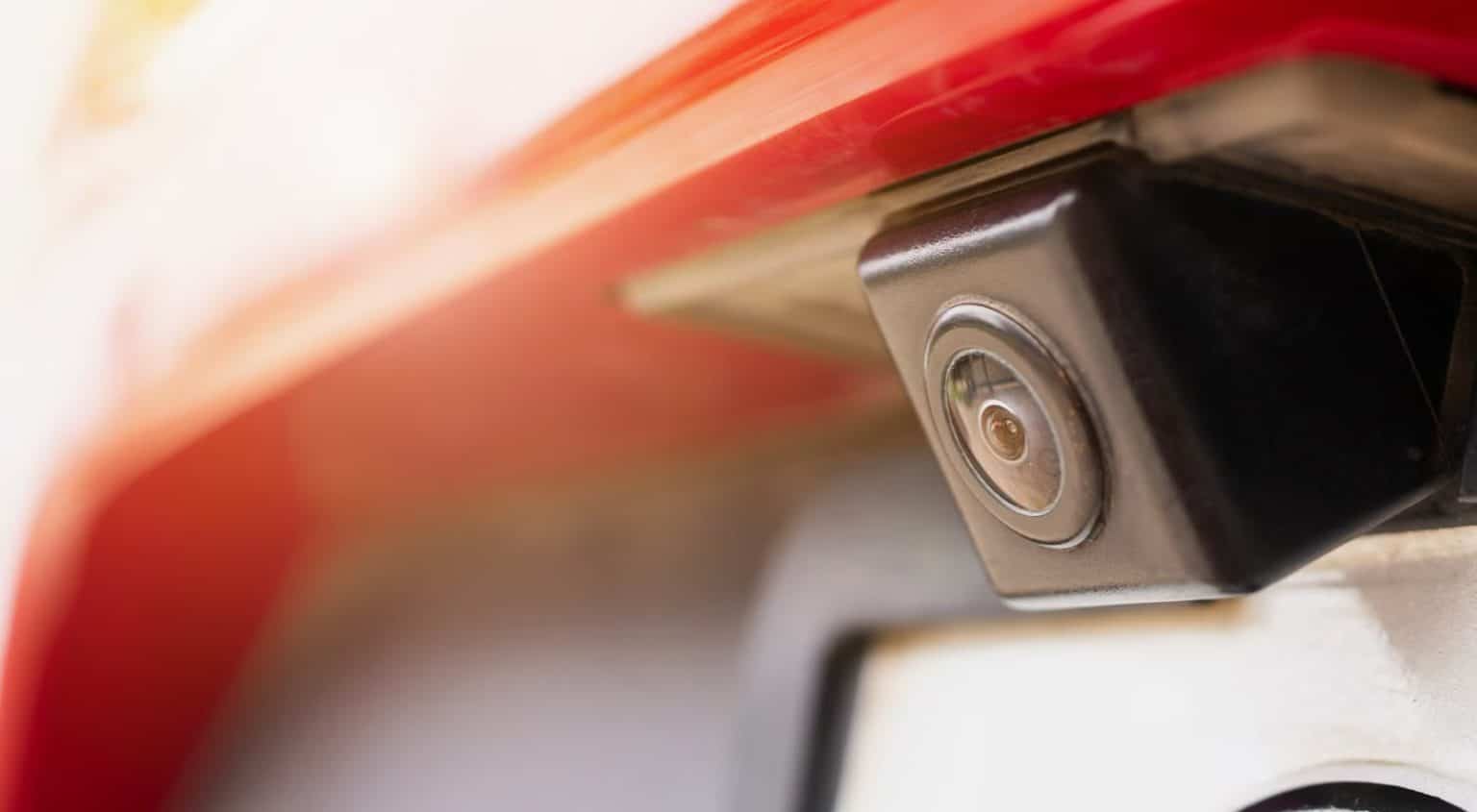 Rear backup camera mounted on a vehicle, installed in Indianapolis