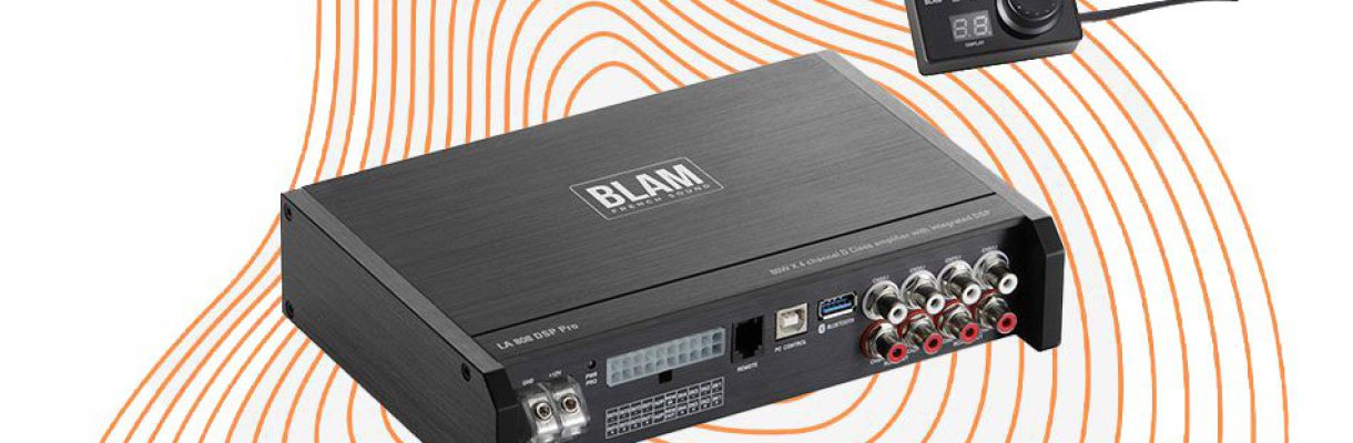 BLAM LA 1000 DSP Pro 5-channel car amplifier with remote control, ideal for audio electronics enthusiasts in Indy